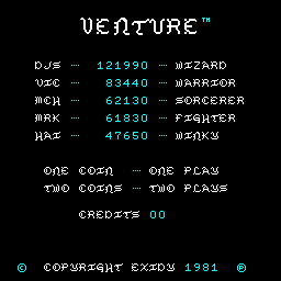 Venture (version 5 set 1) Title Screen